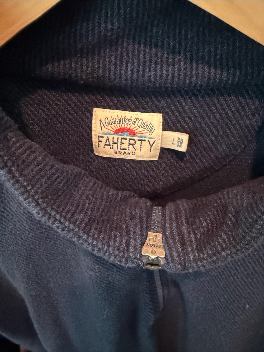 Faherty Men's Navy Zip-Up Sweater